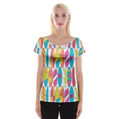 Mini Rainbow Colored Waikiki Surfboards  Cap Sleeve Top