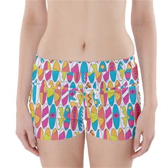 Mini Rainbow Colored Waikiki Surfboards  Boyleg Bikini Wrap Bottoms by PodArtist