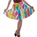 Mini Rainbow Colored Waikiki Surfboards  A-line Skater Skirt View1