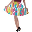 Mini Rainbow Colored Waikiki Surfboards  A-line Skater Skirt View2