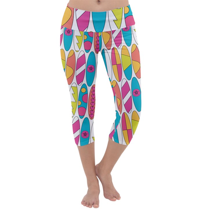 Mini Rainbow Colored Waikiki Surfboards  Capri Yoga Leggings