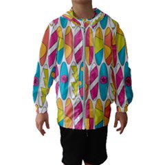 Mini Rainbow Colored Waikiki Surfboards  Hooded Windbreaker (Kids)