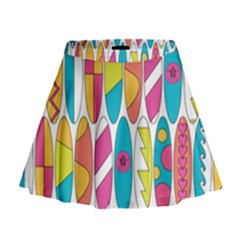 Mini Rainbow Colored Waikiki Surfboards  Mini Flare Skirt