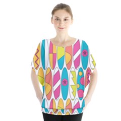 Mini Rainbow Colored Waikiki Surfboards  Blouse