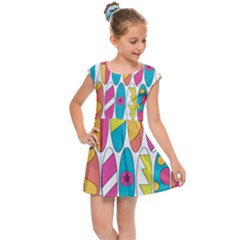 Mini Rainbow Colored Waikiki Surfboards  Kids Cap Sleeve Dress by PodArtist