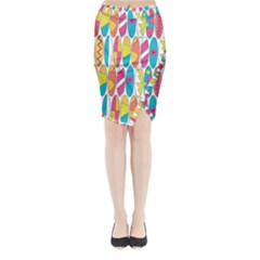 Mini Rainbow Colored Waikiki Surfboards  Midi Wrap Pencil Skirt