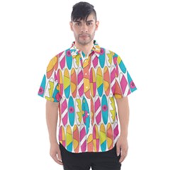 Mini Rainbow Colored Waikiki Surfboards  Men s Short Sleeve Shirt