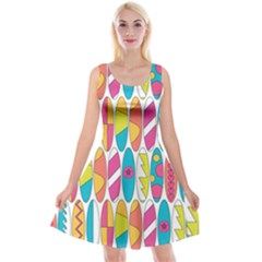 Mini Rainbow Colored Waikiki Surfboards  Reversible Velvet Sleeveless Dress