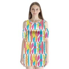 Mini Rainbow Colored Waikiki Surfboards  Shoulder Cutout Velvet One Piece