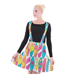 Mini Rainbow Colored Waikiki Surfboards  Suspender Skater Skirt