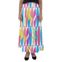 Mini Rainbow Colored Waikiki Surfboards  Flared Maxi Skirt