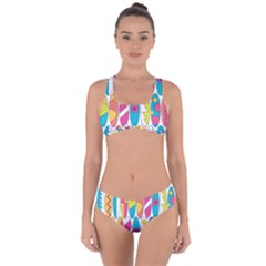 Mini Rainbow Colored Waikiki Surfboards  Criss Cross Bikini Set