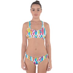 Mini Rainbow Colored Waikiki Surfboards  Cross Back Hipster Bikini Set