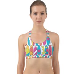 Mini Rainbow Colored Waikiki Surfboards  Back Web Sports Bra