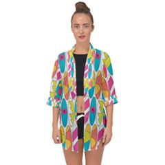 Mini Rainbow Colored Waikiki Surfboards  Open Front Chiffon Kimono