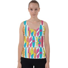 Mini Rainbow Colored Waikiki Surfboards  Velvet Tank Top