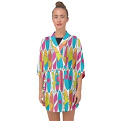 Mini Rainbow Colored Waikiki Surfboards  Half Sleeve Chiffon Kimono by PodArtist