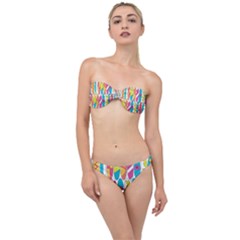 Mini Rainbow Colored Waikiki Surfboards  Classic Bandeau Bikini Set