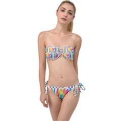 Mini Rainbow Colored Waikiki Surfboards  Twist Bandeau Bikini Set