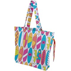 Mini Rainbow Colored Waikiki Surfboards  Drawstring Tote Bag