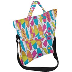 Mini Rainbow Colored Waikiki Surfboards  Fold Over Handle Tote Bag