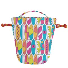 Mini Rainbow Colored Waikiki Surfboards  Drawstring Bucket Bag