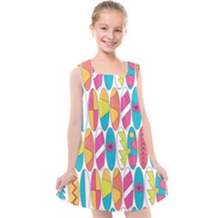 Mini Rainbow Colored Waikiki Surfboards  Kids  Cross Back Dress