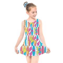 Mini Rainbow Colored Waikiki Surfboards  Kids  Skater Dress Swimsuit