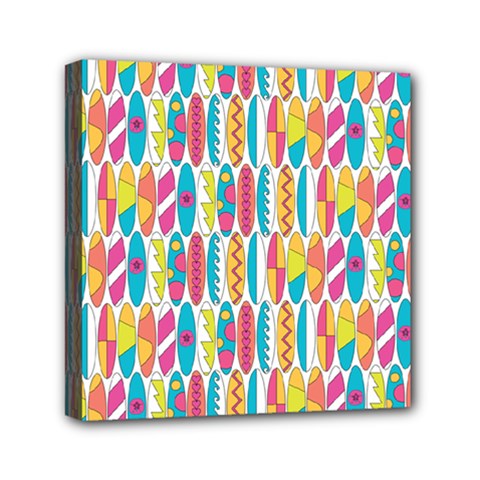 Rainbow Colored Waikiki Surfboards  Mini Canvas 6  X 6  (stretched) by PodArtist