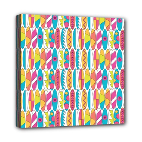 Rainbow Colored Waikiki Surfboards  Mini Canvas 8  X 8  (stretched) by PodArtist