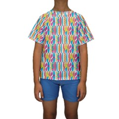 Rainbow Colored Waikiki Surfboards  Kids  Short Sleeve Swimwear by PodArtist