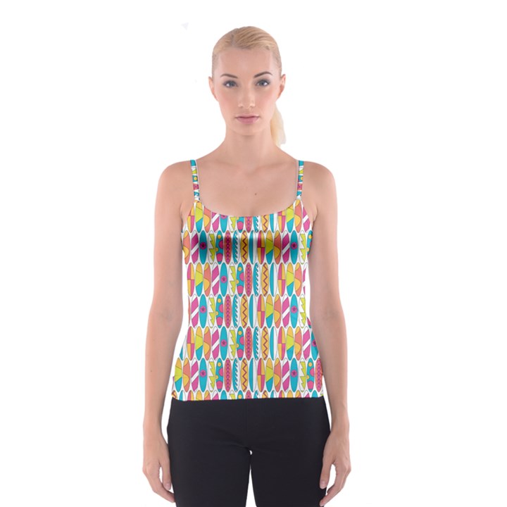 Rainbow Colored Waikiki Surfboards  Spaghetti Strap Top