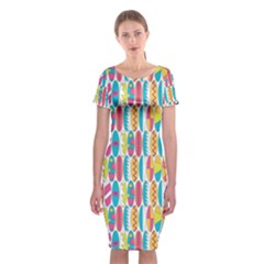 Rainbow Colored Waikiki Surfboards  Classic Short Sleeve Midi Dress by PodArtist