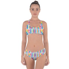 Rainbow Colored Waikiki Surfboards  Criss Cross Bikini Set by PodArtist