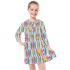 Rainbow Colored Waikiki Surfboards  Kids  Quarter Sleeve Shirt Dress by PodArtist