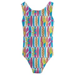 Rainbow Colored Waikiki Surfboards  Kids  Cut-out Back One Piece Swimsuit by PodArtist