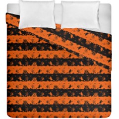 Orange And Black Spooky Halloween Nightmare Stripes Duvet Cover Double Side (king Size) by PodArtist