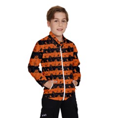 Orange And Black Spooky Halloween Nightmare Stripes Windbreaker (kids) by PodArtist