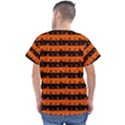 Orange and Black Spooky Halloween Nightmare Stripes Men s V-Neck Scrub Top View2