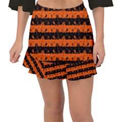 Orange And Black Spooky Halloween Nightmare Stripes Fishtail Mini Chiffon Skirt by PodArtist