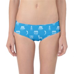 Oktoberfest Bavarian October Beer Festival Motifs In Bavarian Blue Classic Bikini Bottoms by PodArtist