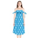 Oktoberfest Bavarian October Beer Festival Motifs in Bavarian Blue Shoulder Tie Bardot Midi Dress View1