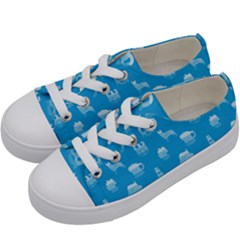 Oktoberfest Bavarian October Beer Festival Motifs In Bavarian Blue Kids  Low Top Canvas Sneakers by PodArtist