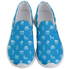 Oktoberfest Bavarian October Beer Festival Motifs In Bavarian Blue Men s Lightweight Slip Ons by PodArtist