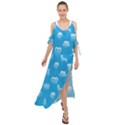 Oktoberfest Bavarian October Beer Festival Motifs in Bavarian Blue Maxi Chiffon Cover Up Dress View1