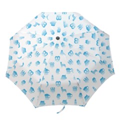 Oktoberfest Bavarian October Beer Festival Motifs In Bavarian Blue Folding Umbrellas by PodArtist