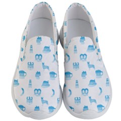 Oktoberfest Bavarian October Beer Festival Motifs In Bavarian Blue Men s Lightweight Slip Ons by PodArtist