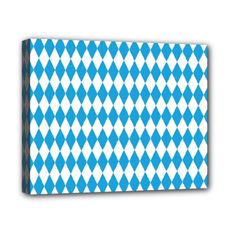 Oktoberfest Bavarian Blue And White Large Diagonal Diamond Pattern Canvas 10  X 8  (stretched) by PodArtist