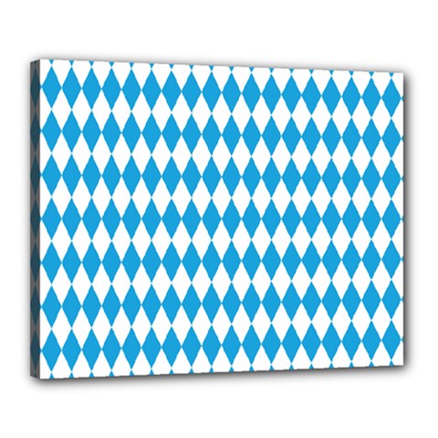 Oktoberfest Bavarian Blue And White Large Diagonal Diamond Pattern Canvas 20  X 16  (stretched) by PodArtist