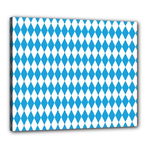 Oktoberfest Bavarian Blue And White Large Diagonal Diamond Pattern Canvas 24  X 20  (stretched) by PodArtist